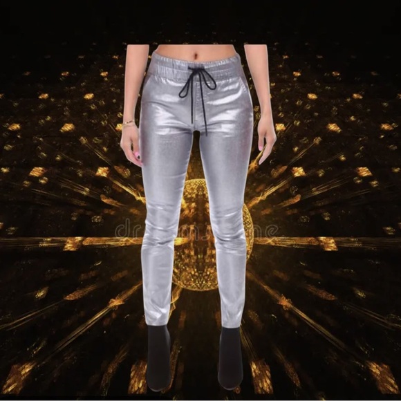 Juicy Couture Pants - Juicy Couture Silver Track Pants with Metallic Finish NWT Size 2